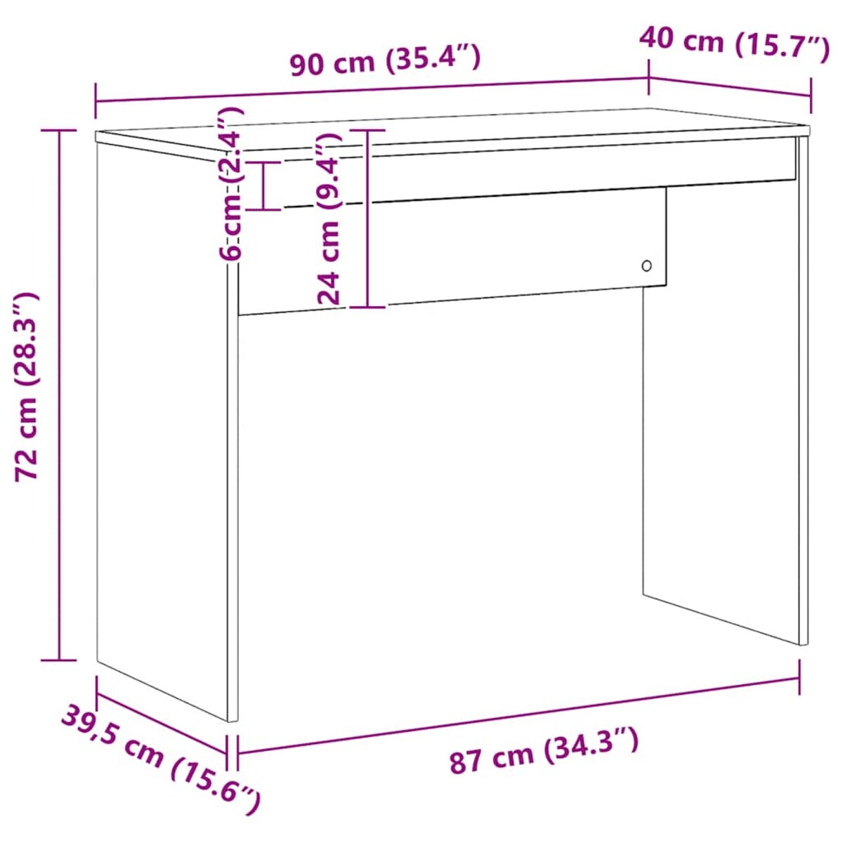 vidaXL Biurko, dąb artisan, 90x40x72 cm, materiał drewnopochodny