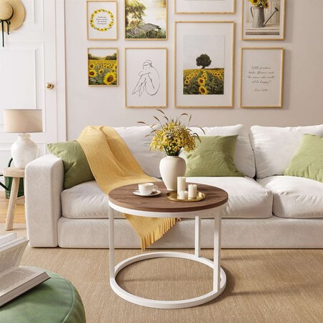 Okrągły stolik kawowy CIRI biały dąb stirling