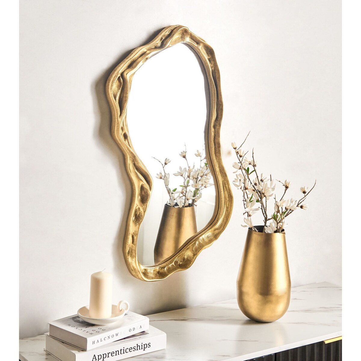 Lustro ścienne SERY 38 cm 75 cm Złoty