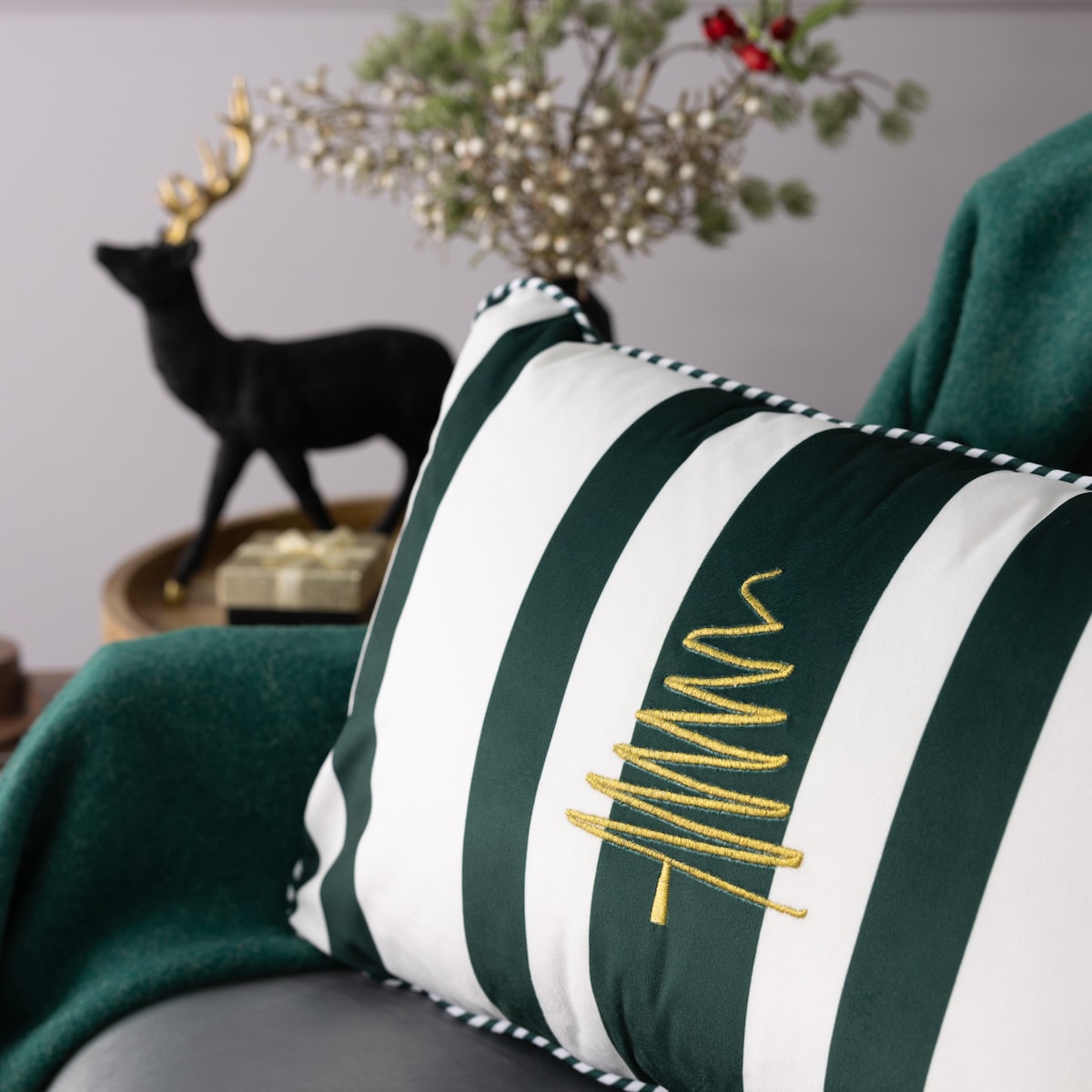Poszewka na poduszkę Green & White Noel 60x40 cm boże narodzenie, święta, świąteczne, zielony, 60x40 cm