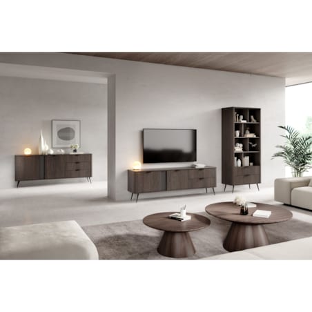 Szafka RTV 195 2D2S ERIS ryflowana na wysokich nóżkach