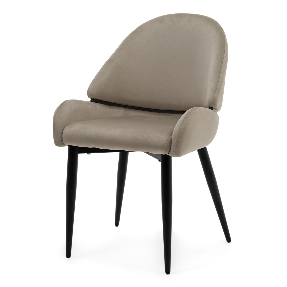 Krzesło tapicerowane welurowe do salonu BERGAMO ciemnobeżowe