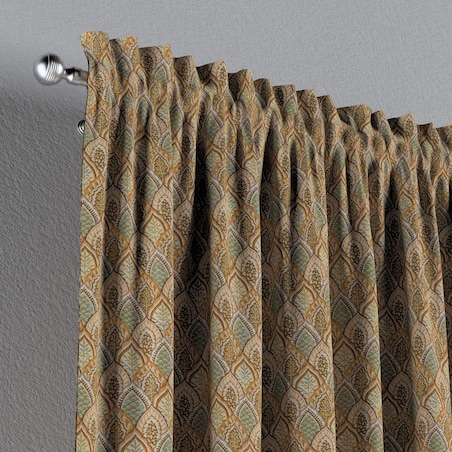 Zasłona na kanale z grzywką 1 szt. 130x260 beżowo-zielony motyw roślinny