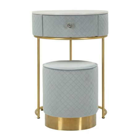 Toaletka z taboretem Nightstand Dressing Vellit, zestaw 2 szt., zestaw do makijażu, styl glamour, Mauro Ferretti