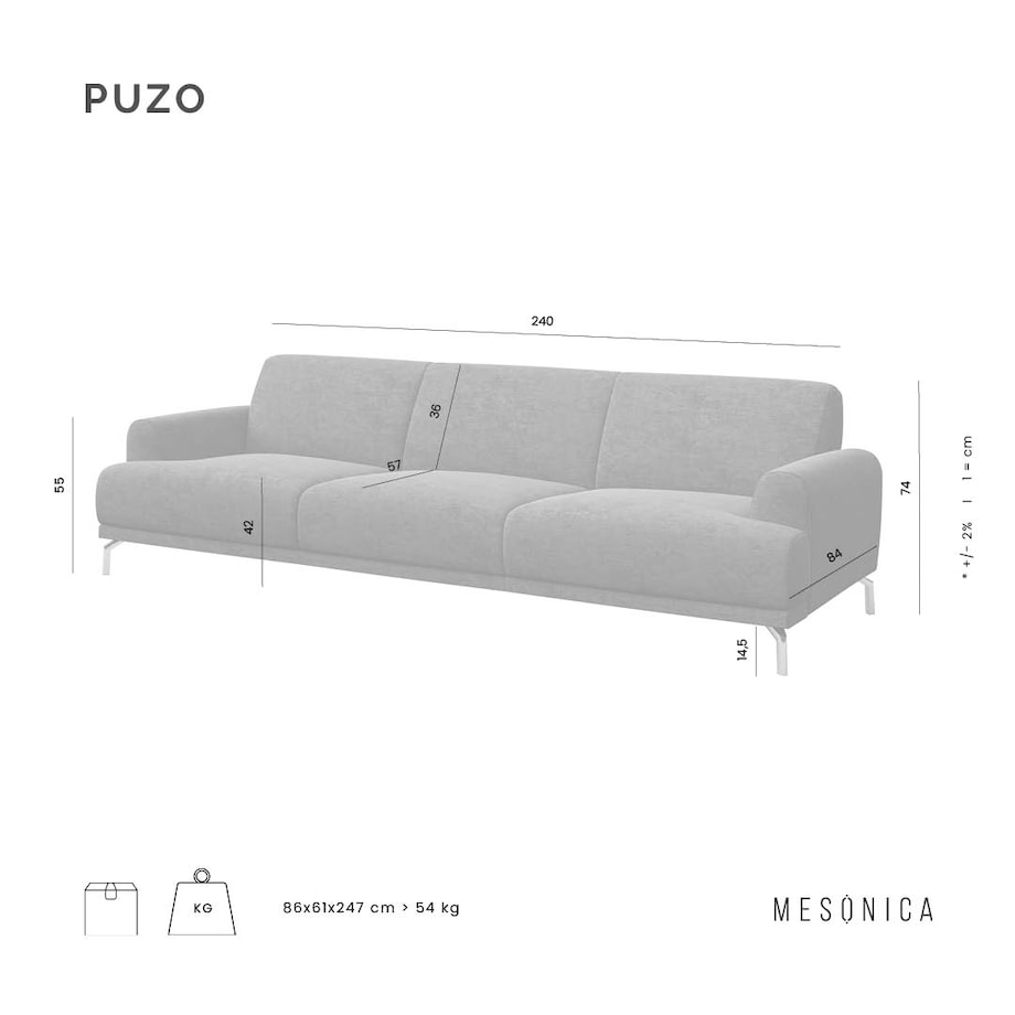 Sofa 3-osobowa Puzo brązowa
