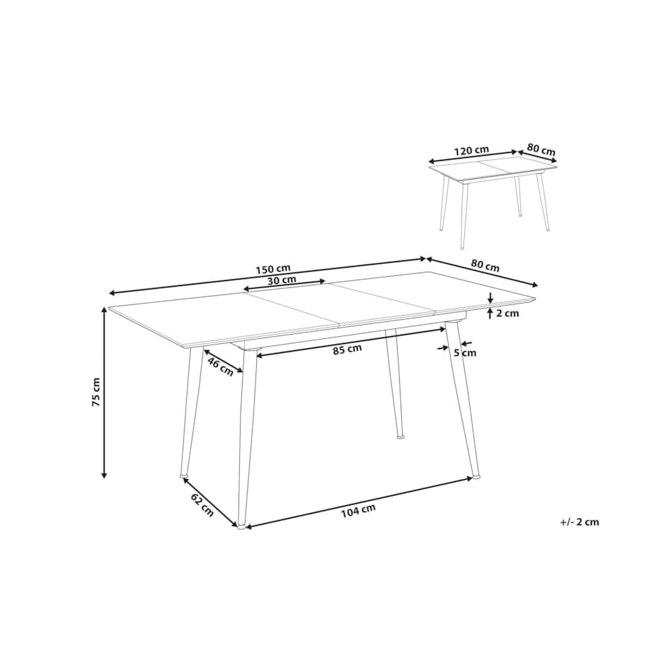 Stół do jadalni rozkładany 120/150 x 80 cm imitacja kamienia szary EFTALIA