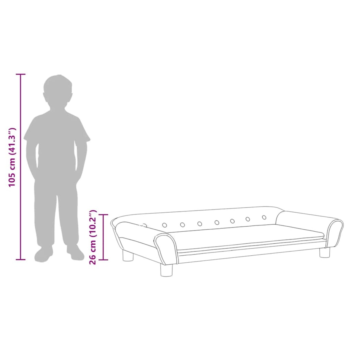 vidaXL Sofa dla dzieci, ciemnoszara, 100x50x26 cm, aksamit