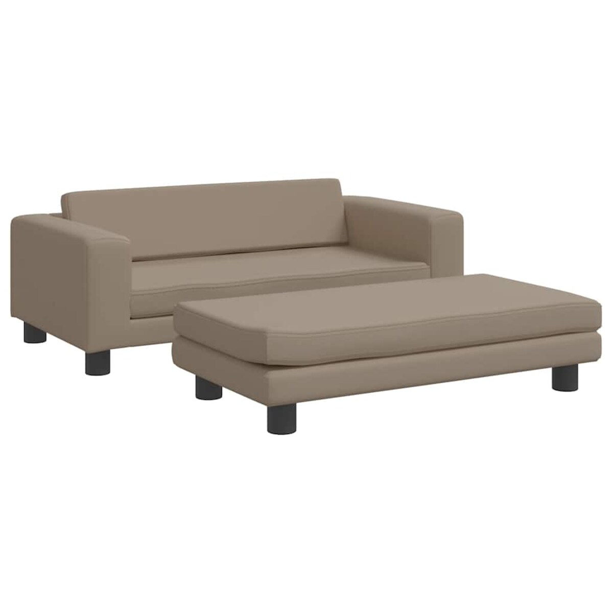 vidaXL Sofa dziecięca z podnóżkiem, cappuccino, 100x50x30 cm, ekoskóra