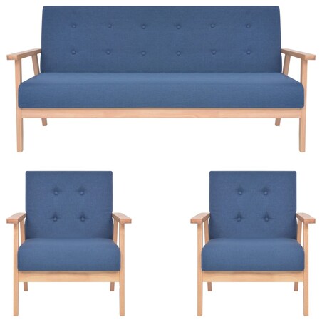 vidaXL 3-częściowy zestaw wypoczynkowy, tkanina, niebieski