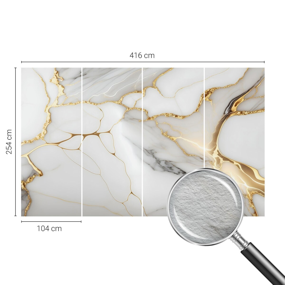 Fototapeta flizelinowa 416x254 cm - Marmurowa elegancja, tapeta ścienna biała