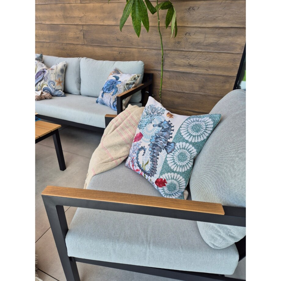 Poszewka Na Poduszkę Jasiek 45X45 Cm Żakardowa Dekoracyjna Ozobna Konik Morski