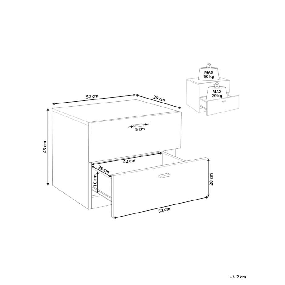 Szafka nocna 2 szuflady Biały EDISON