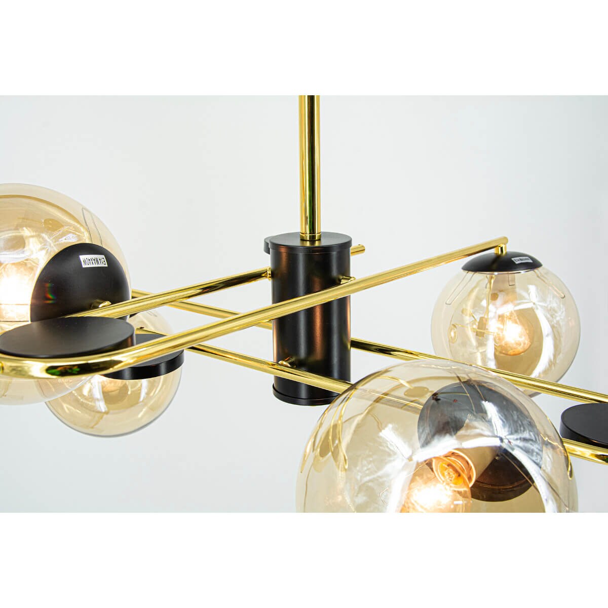 Przysufitowa lampa industrialna Agrafka 6302/4 BL TR molekuły czarne złote