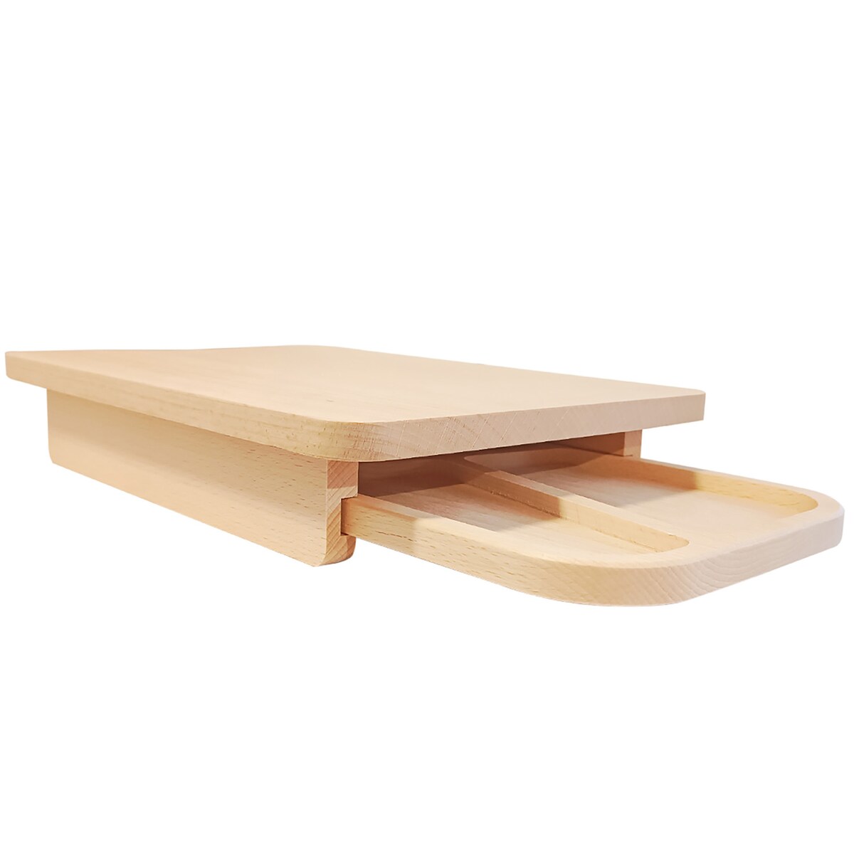 Deska Drewniana Do Krojenia Z Szufladą Tacką Do Kuchni Naturalne Drewno