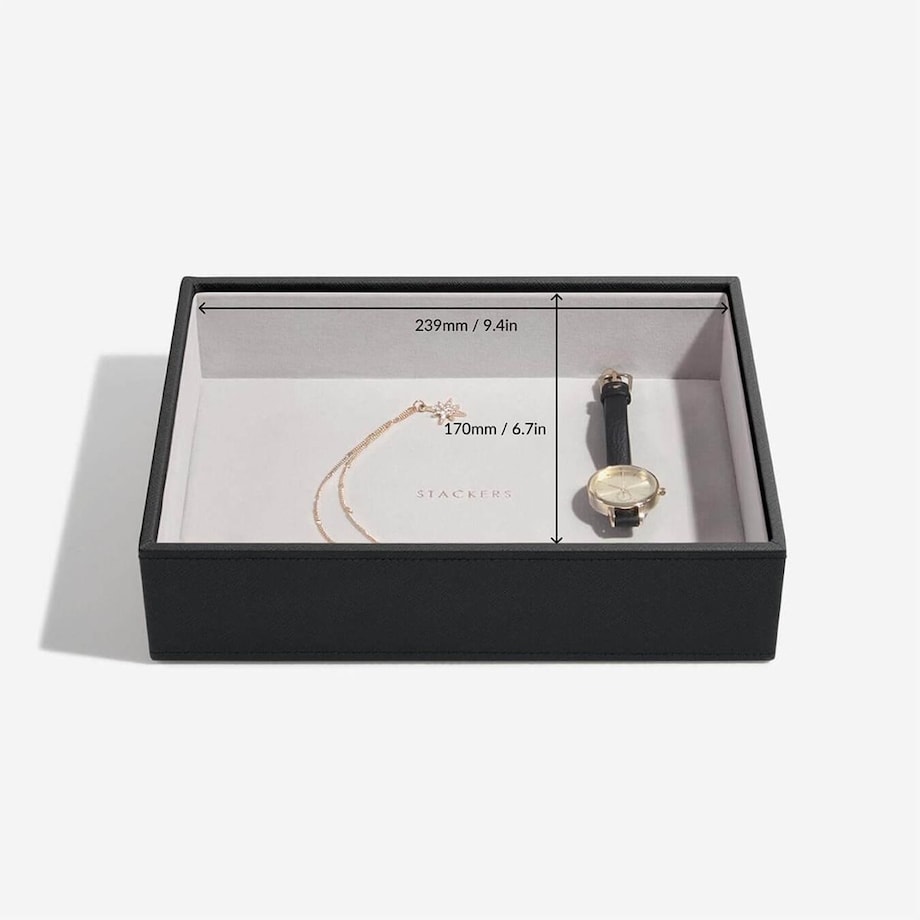 Szkatułka na biżuterię Stackers open classic czarna velvet