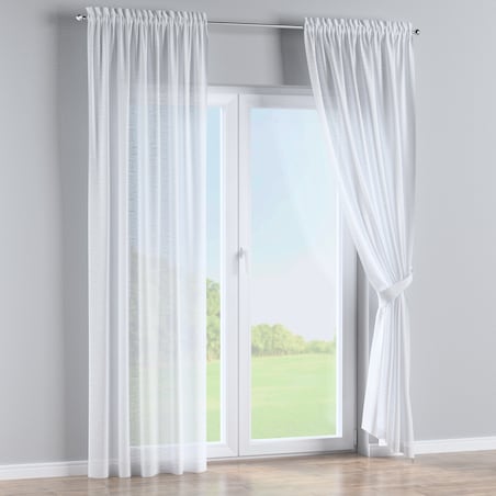 Zasłona na kanale z grzywką 1 szt. 130x245 prześwitujący biały