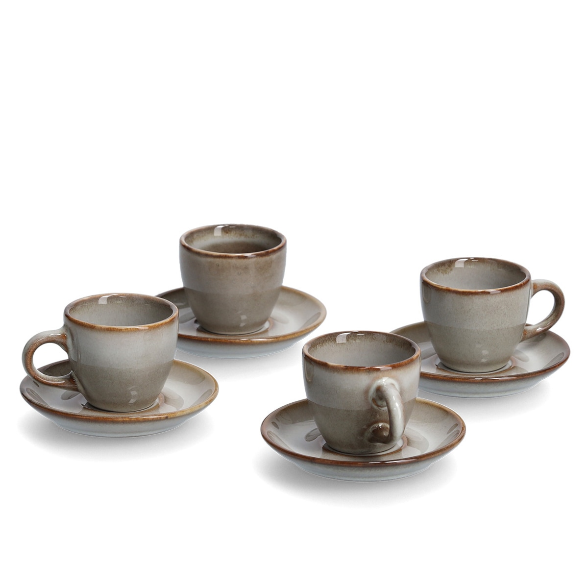 Filiżanki do espresso, 4 sztuki, ZELLER, kolor beżowy, ceramika