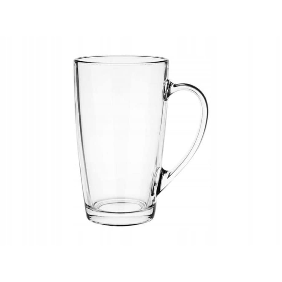 Wysoki Kubek Szklany Szklanka z Uchem 400 ml 6 szt na Kawę Herbatę Latte