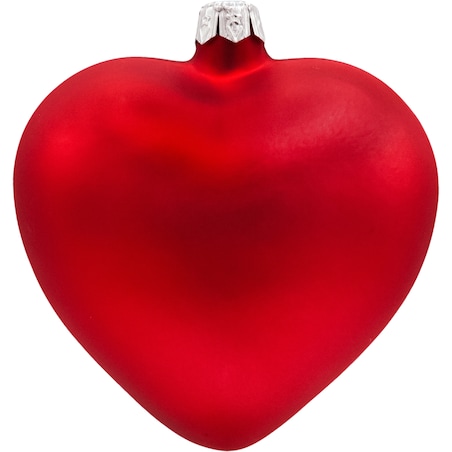 Bombka choinkowa szklana: czerwone matowe serce