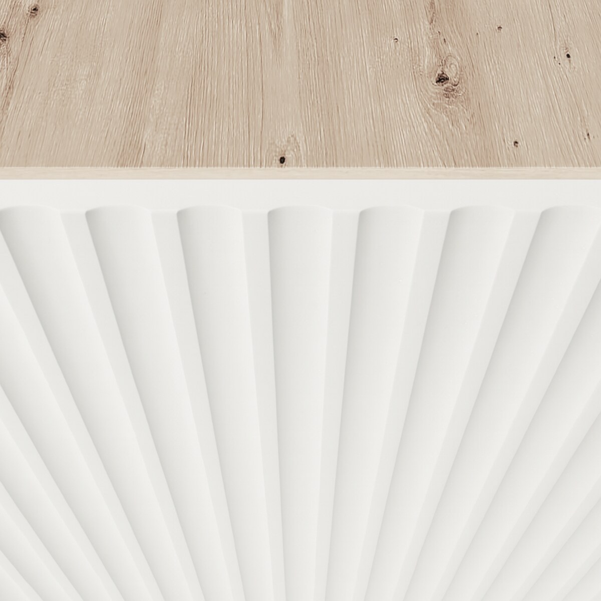 Szafka RTV NOELI, wisząca z ryflowanymi frontami do salonu- biała-artisan