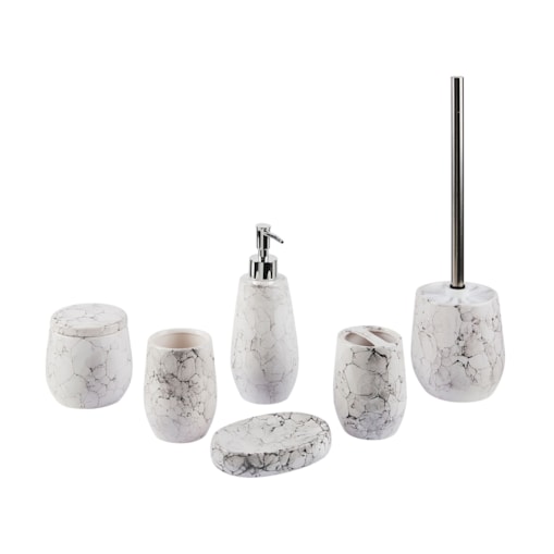 6-częściowy zestaw akcesoriów łazienkowych ceramiczny biały CALLELA