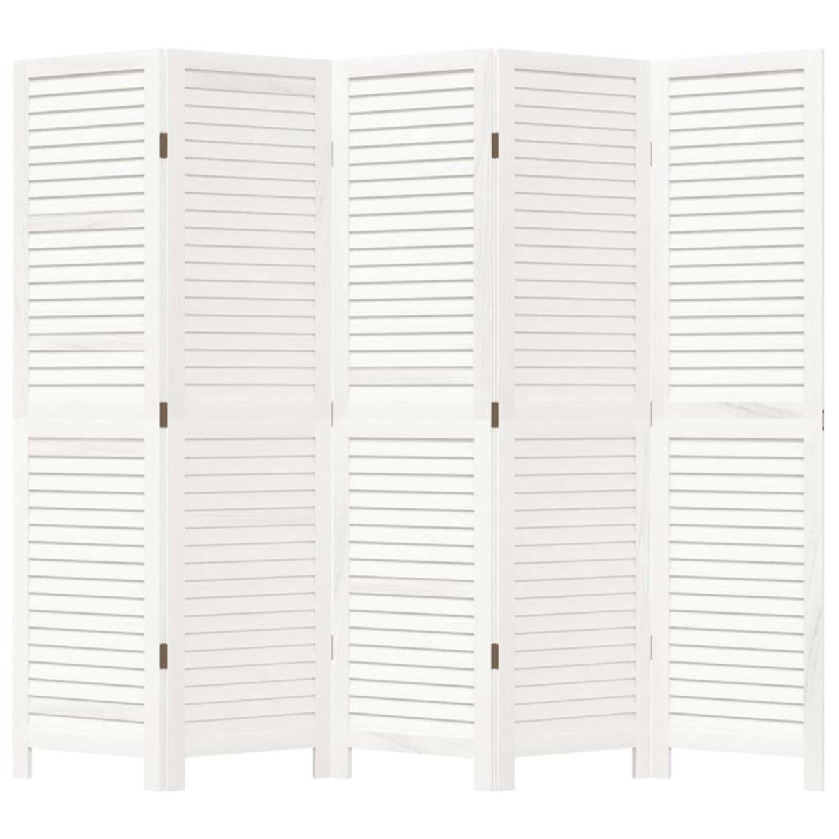 vidaXL Parawan pokojowy, 5-panelowy, biały, lite drewno paulowni