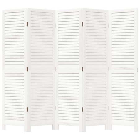 vidaXL Parawan pokojowy, 5-panelowy, biały, lite drewno paulowni