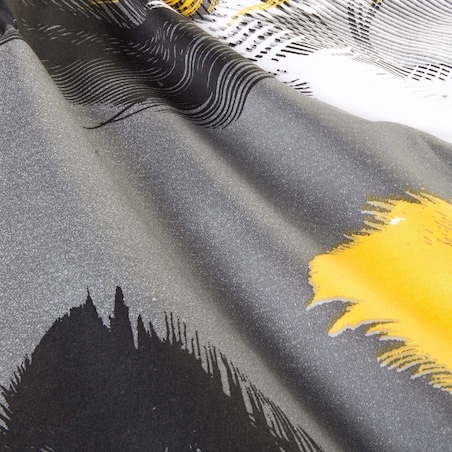 Pościel satyna bawełniana 140x200 Fevola białe i złote pióra na szarym tle, Satynlove