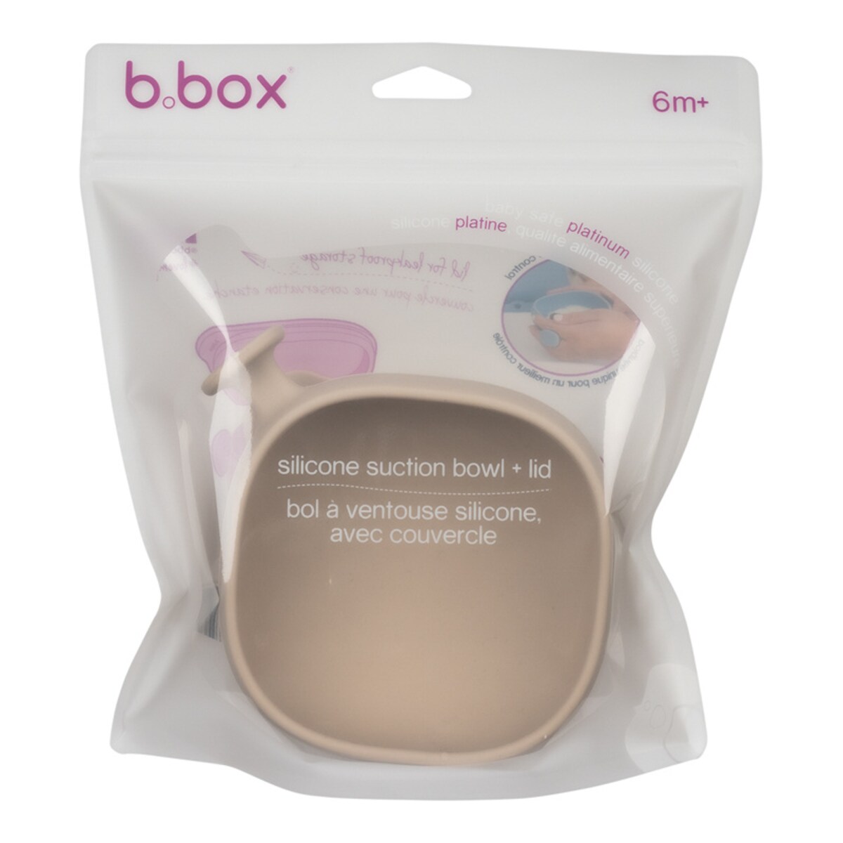 Miseczka z przyssawką i pokrywką silikonowa dla dzieci 6m+ latte b.box