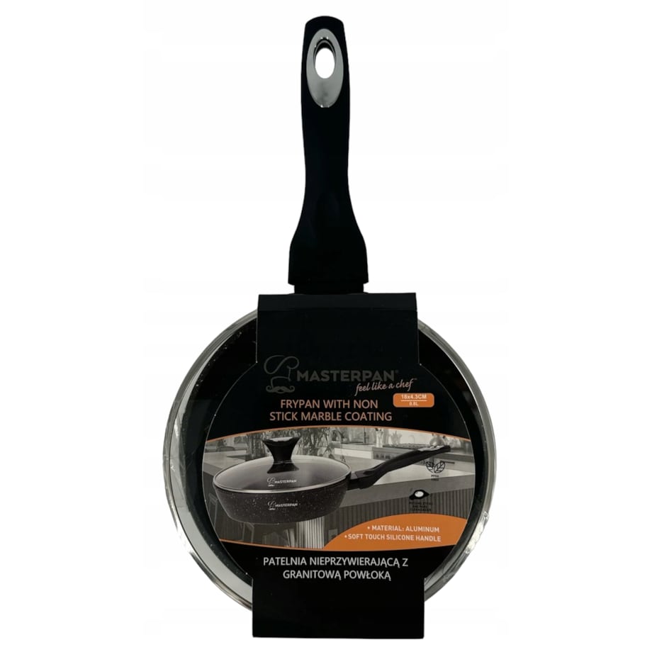 Patelnia Do Smażenia Granitowa 18 Cm Z Pokrywką Nieprzywierająca Na Indukcję Gaz