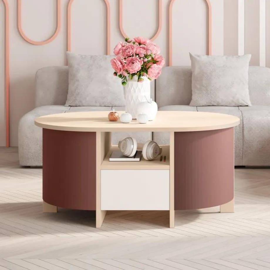 Ława owalna LUMIA AC 68x100 bordowa