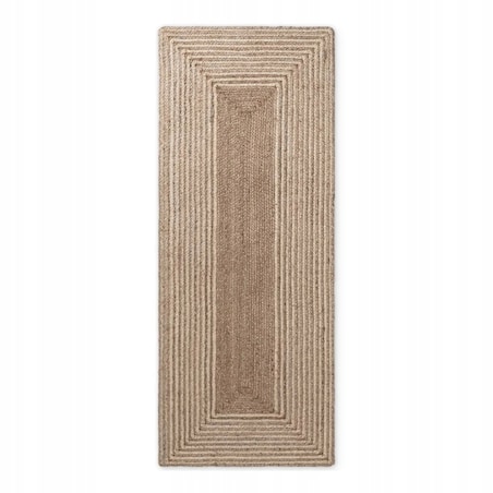 Chodnik z juty 80x200cm, kolor ciemny beżowy, ręcznie tkany, dwustronny