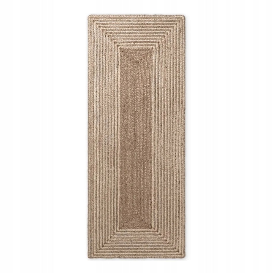 Chodnik z juty 80x200cm, kolor ciemny beżowy, ręcznie tkany, dwustronny