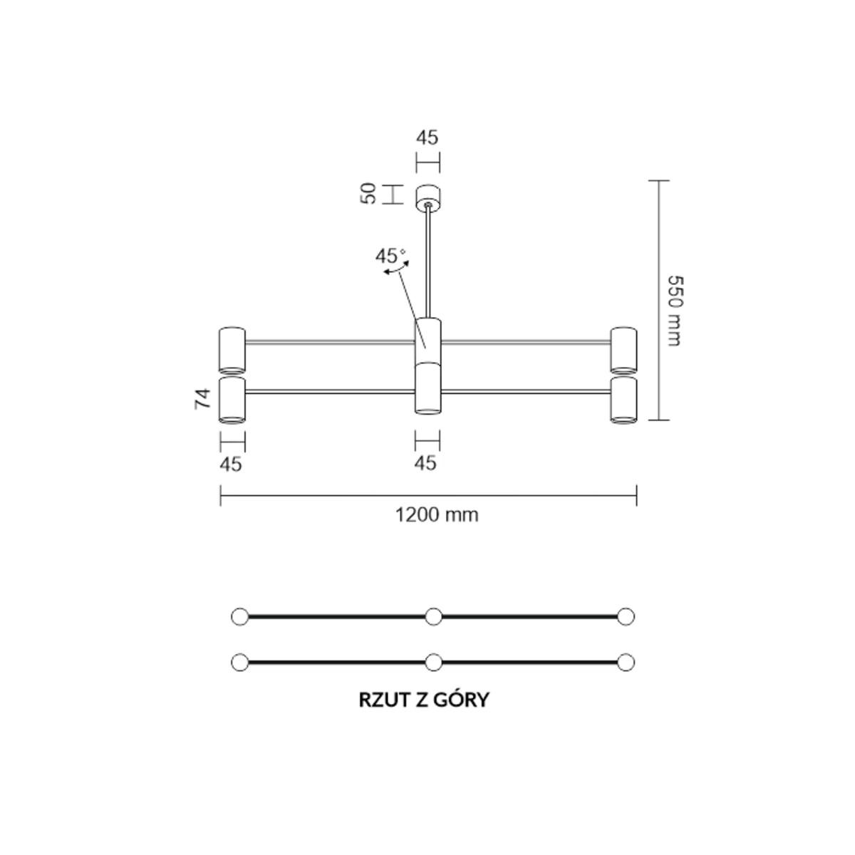 LAMPA sufitowa DAKATA 5637 Shilo metalowa OPRAWA tuby białe