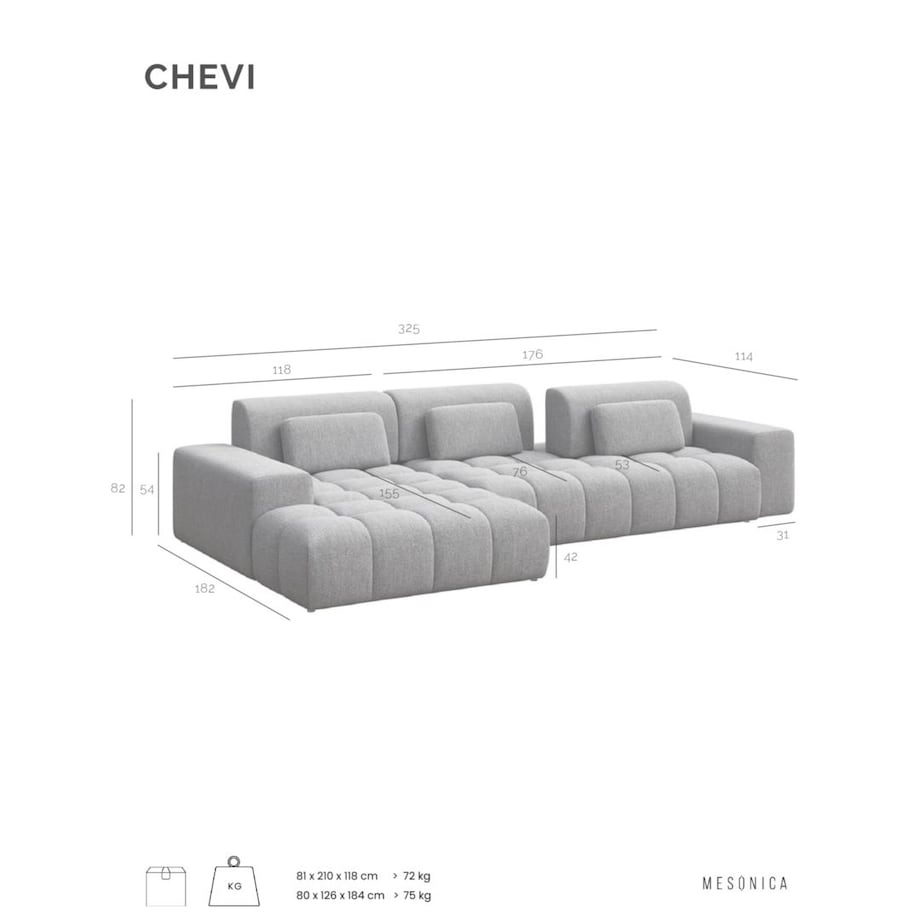 Chevi Sofa narożna - turkusowa
