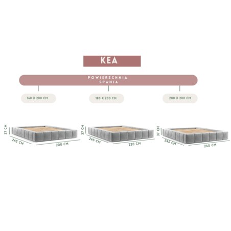 Łóżko tapicerowane KEA 160x200 z pojemnikiem, Jasny Beż, tkanina Terra NW 06