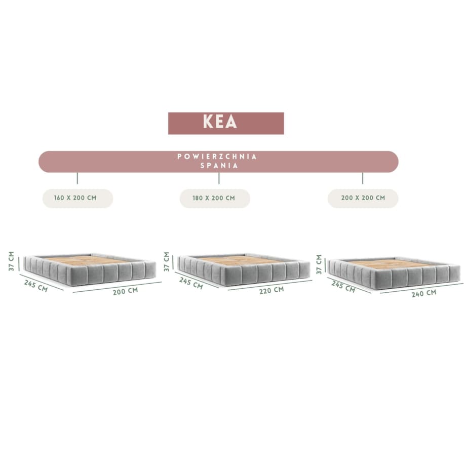 Łóżko tapicerowane KEA 160x200 z pojemnikiem, Jasny Beż, tkanina Terra NW 06