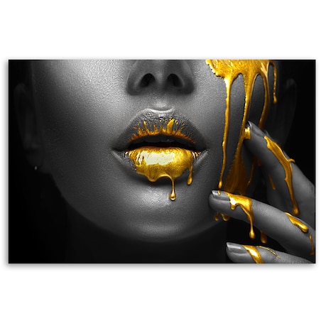 Abstrakcyjne Obrazy do sypialni salonu Złote Usta Kobieta Glamour 100x70 cm