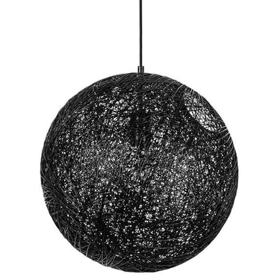 Wisząca lampa kula Luna okrągły zwis ze sznura czarny