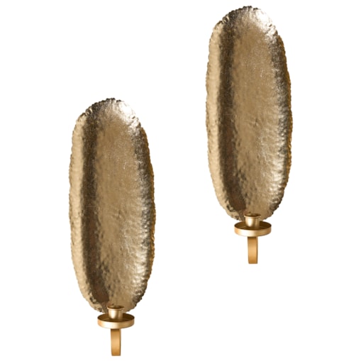 Zestaw 2 świeczników FEIJO Metal 44 cm Złoty