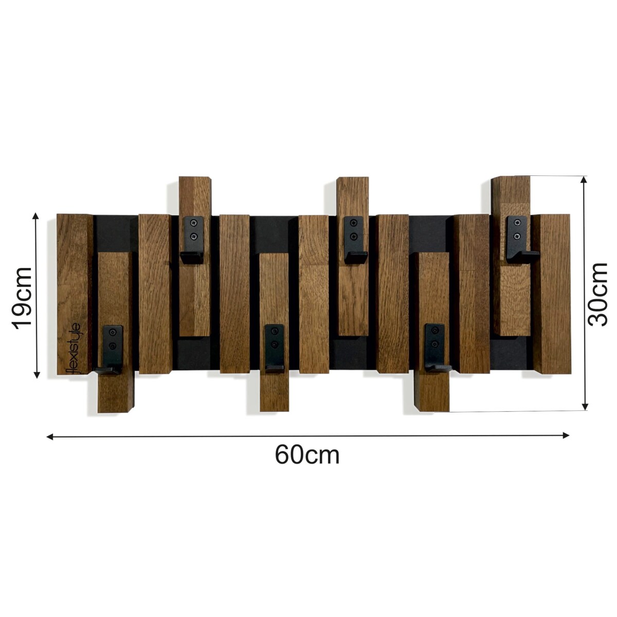 Wieszak ścienny na ubrania Lamele Mini 60cm brązowy