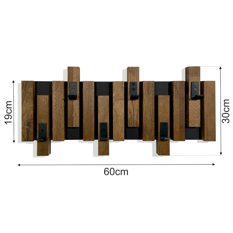 Wieszak ścienny na ubrania Lamele Mini 60cm brązowy