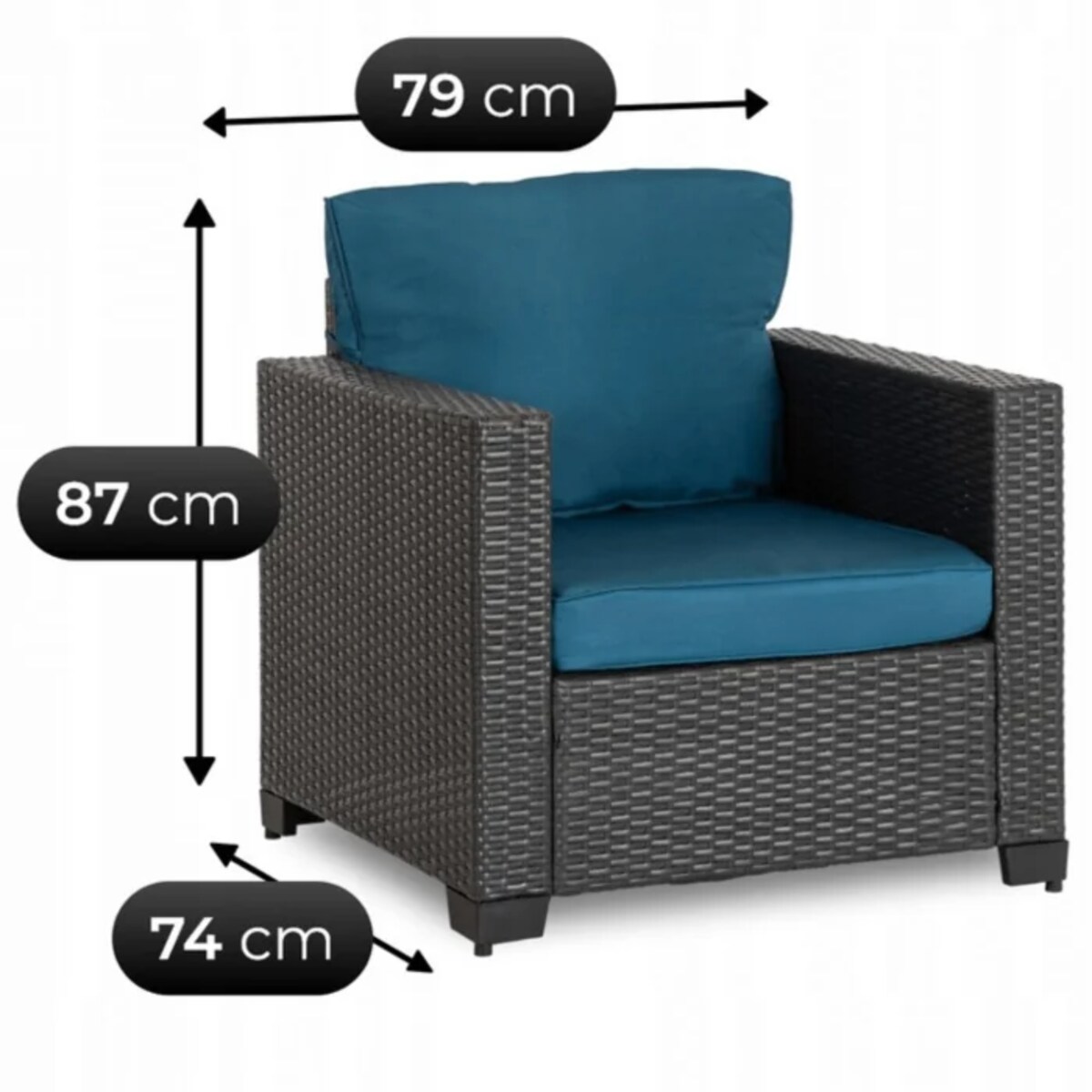 Zestaw Mebli Ogrodowych Technorattan Na Taras Ogród Niebieski Szary OLYMPIA