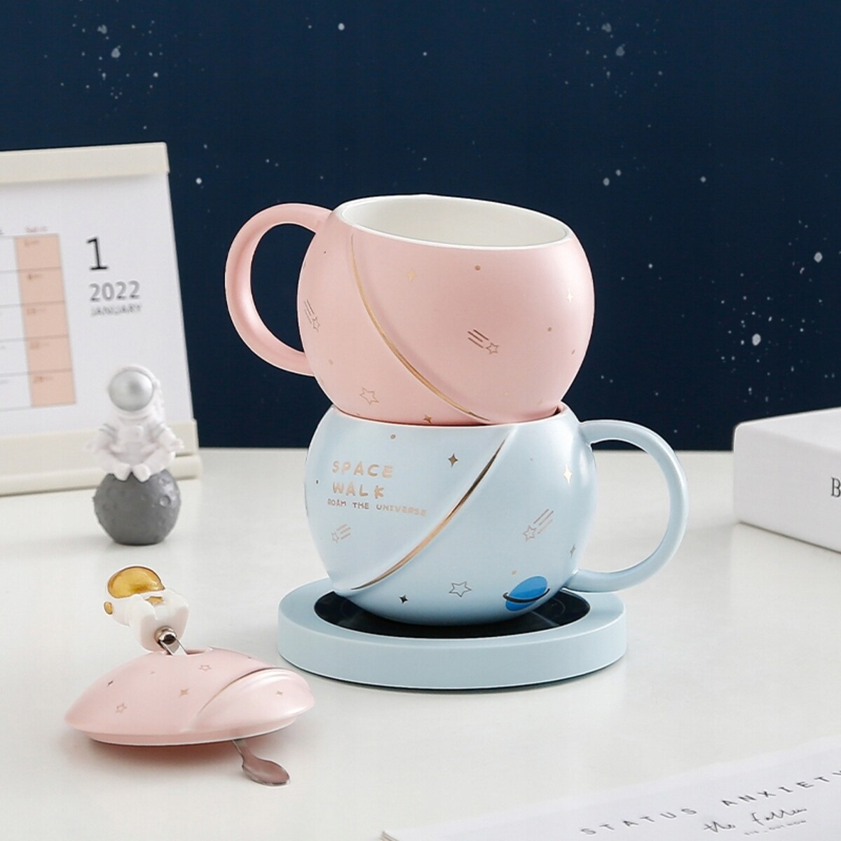 ZESTAW KUBEK Z PODGRZEWACZEM + Łyżka + Kabel USB PREZENT KUBEK ŚWIĄTECZNY