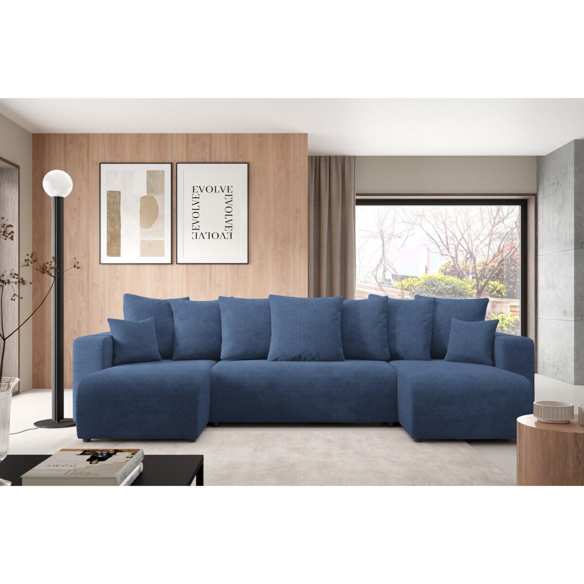 Narożnik EVORA U z pojemnikiem tkanina miękki plusz Kolor: Onega 10