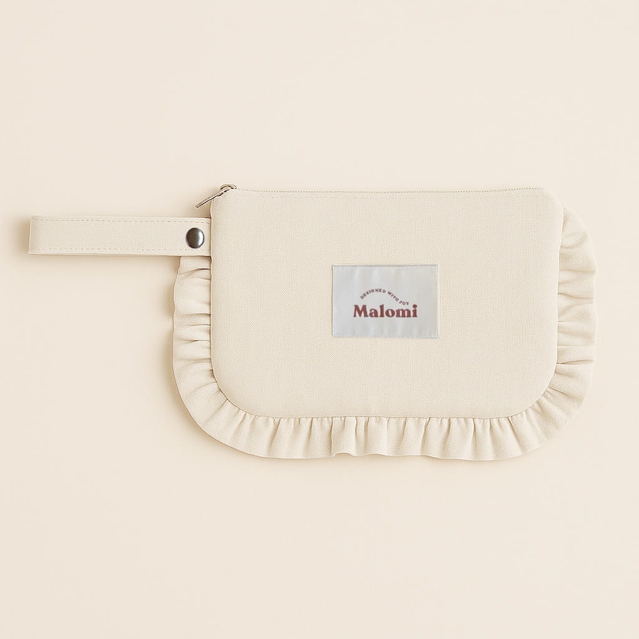 Kosmetyczka z falbanką natural