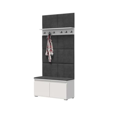 Szafka na buty z siedziskiem i wieszakiem SINGAPUR 100 biała/szara