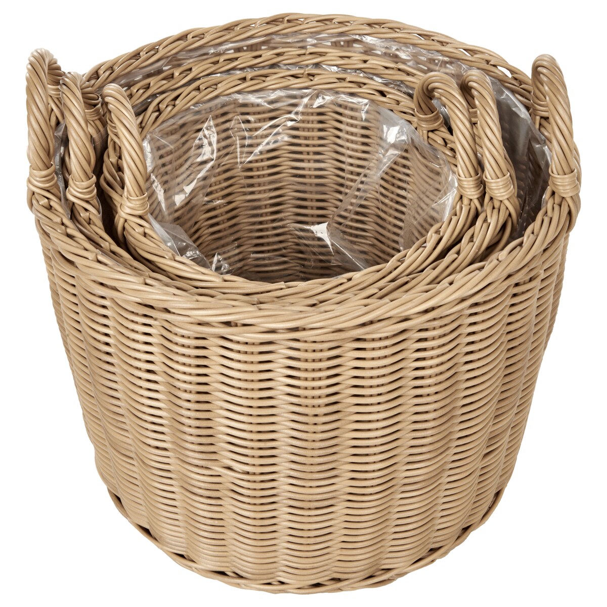 Zestaw 3 koszy na kwiaty PENDULA 33/37/45 cm Naturalny Technorattan