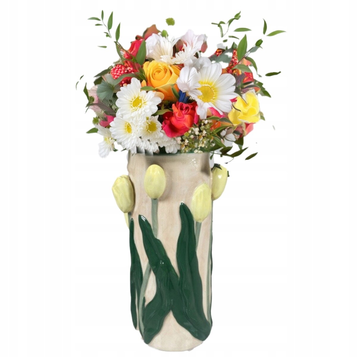 WAZON NA KWIATY RĘCZNIE MALOWANY 22cm skandynawski tulipan kwiaty prezent
