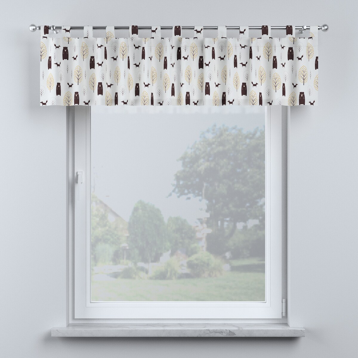 Lambrekin na szelkach 130x40 ecru-brązowy